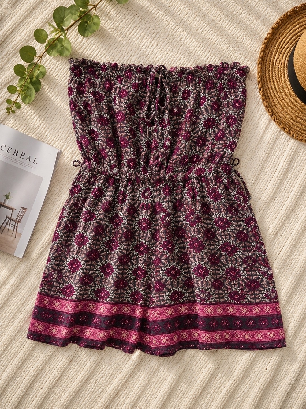 Forever 21 Floral Smocked Strapless Top